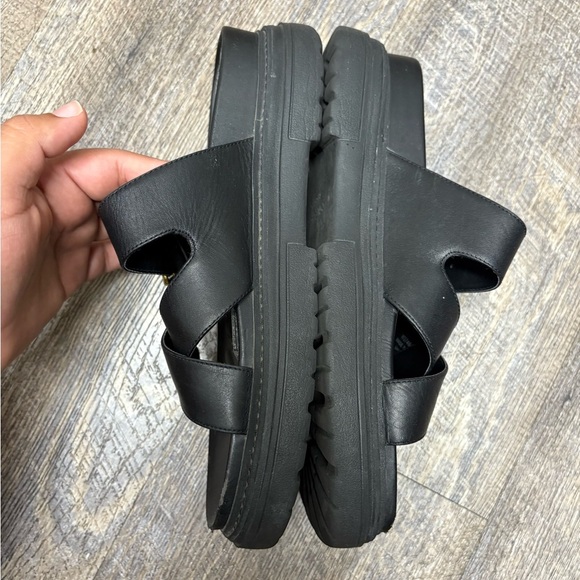 Cole Haan Black Slide Sandals with Gold Buckle - Picture 2 of 12